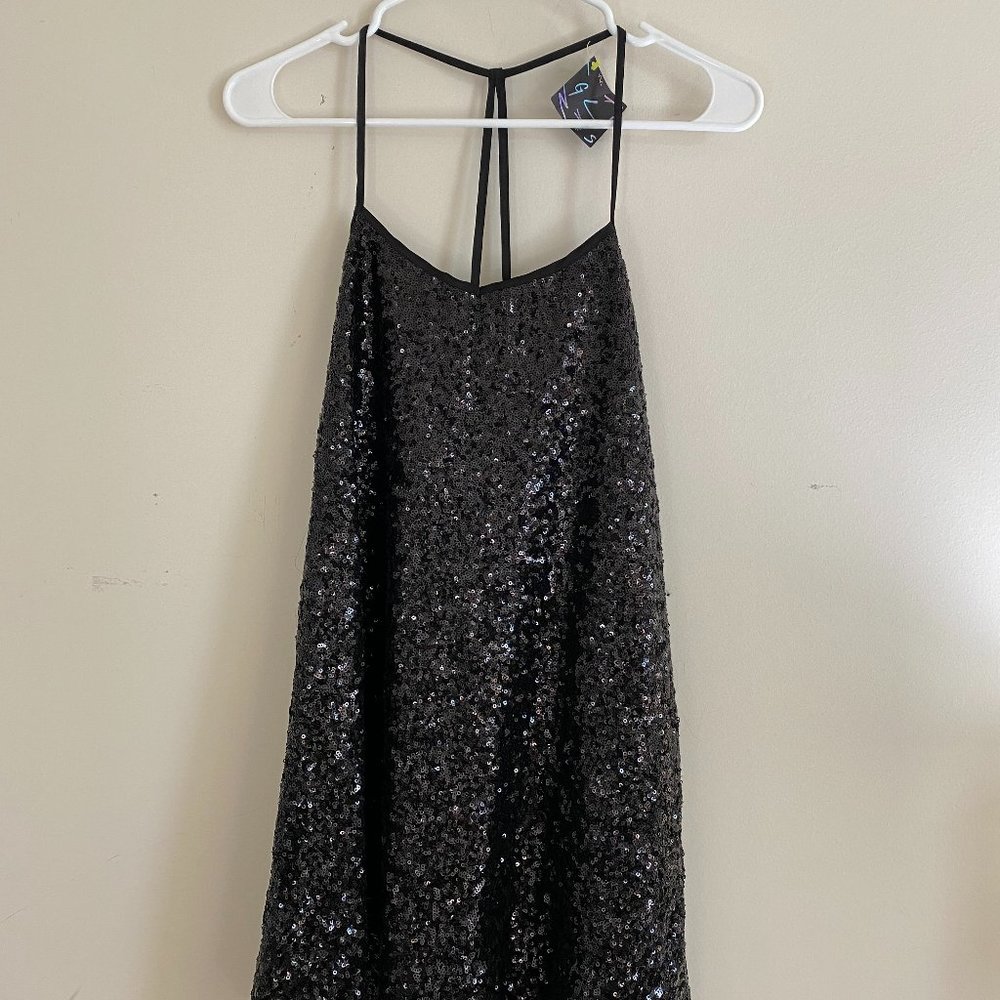 NastyGal Black Sequin Party/Cocktail Dress